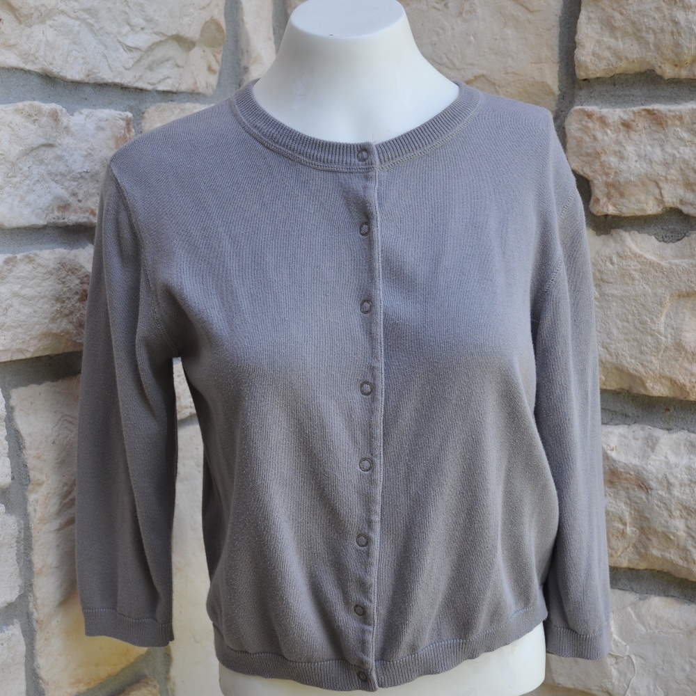 Grey long sleeved snap button down sweater by GAP